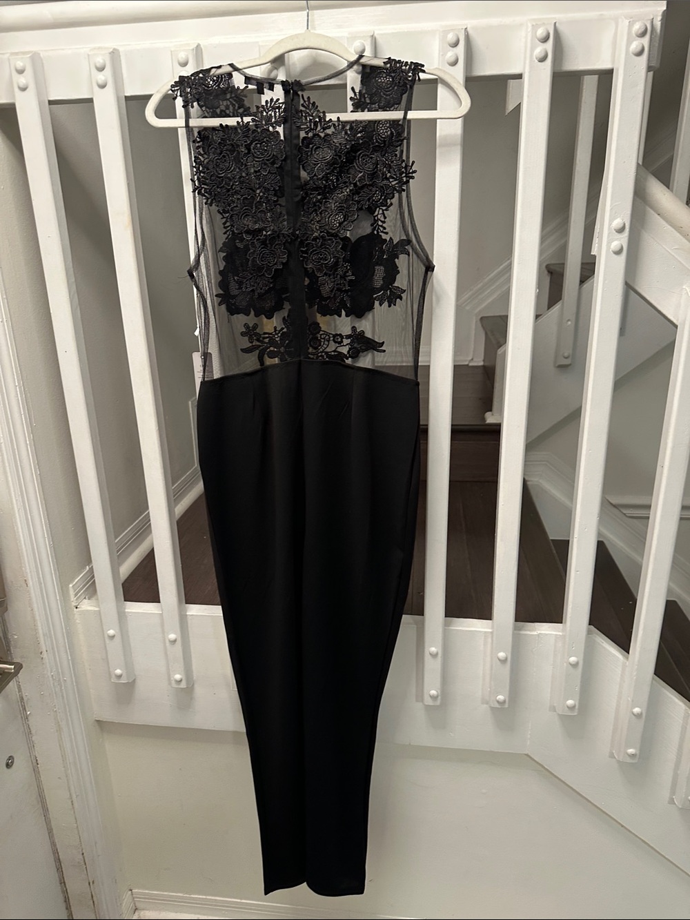 iris Black Sheer Floral Appliqué Jumpsuit - Picture 4 of 6